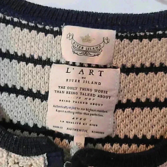 River Island Cardigan Lady Jacket stripes lace pearl 3/4 Sleeve 12 - Picture 5 of 9